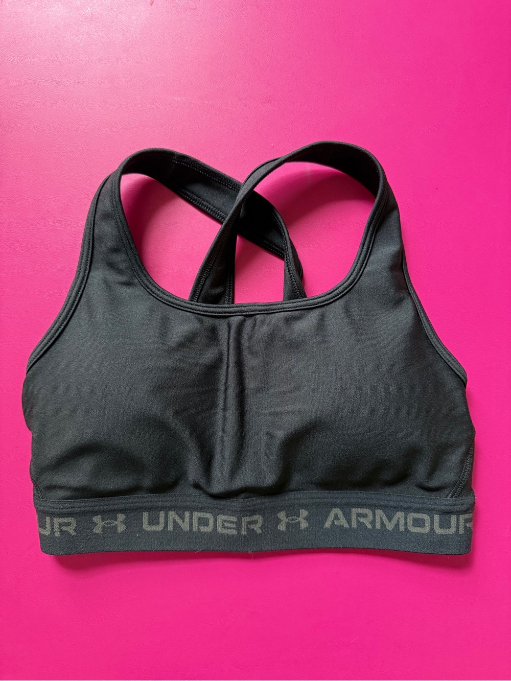 UNDER ARMOUR Crossback Bra Under Armour Sports Bra Black Size Small Compression - Picture 2 of 5